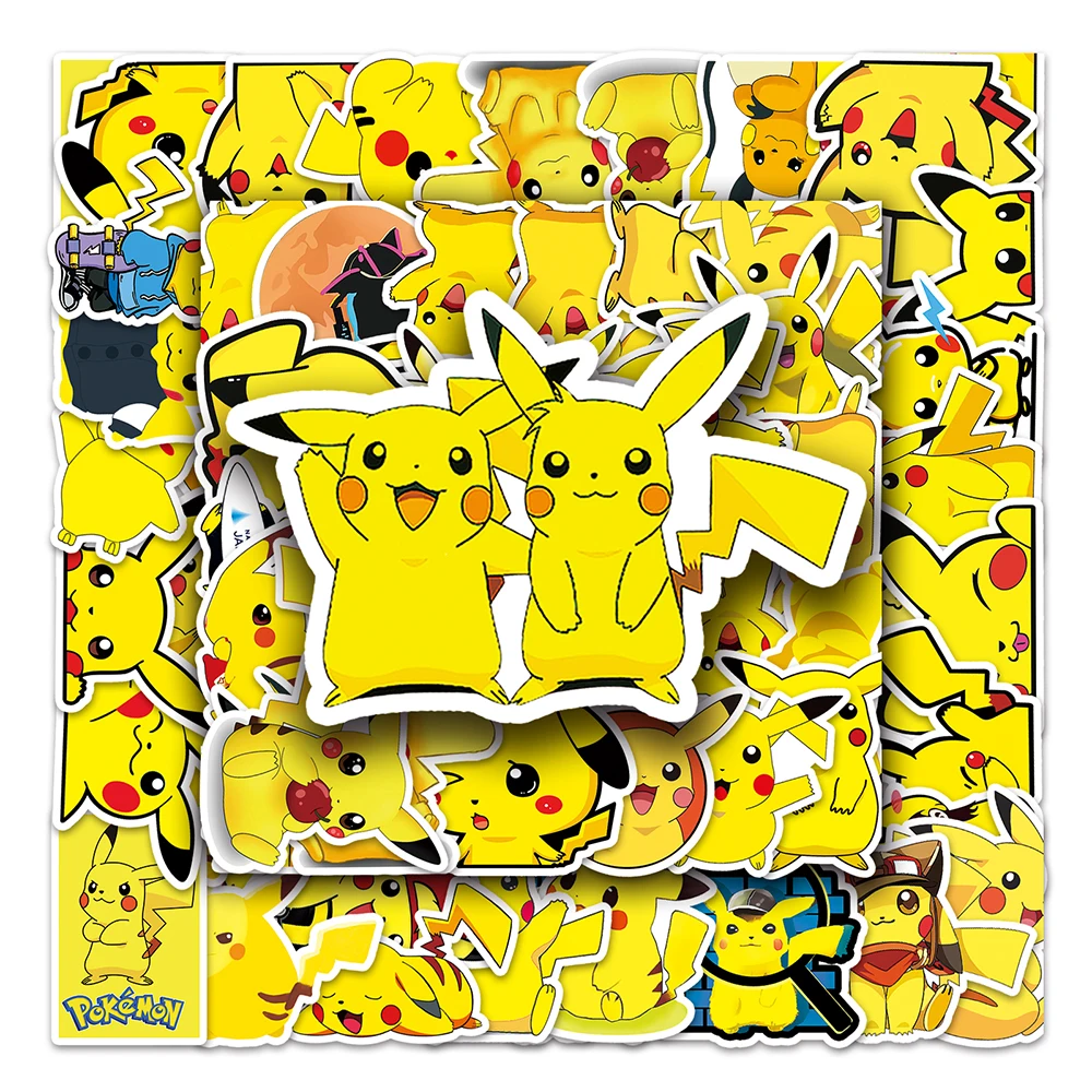 10/30/50PCS Pokemon Pikachu Stickers Anime Cute Decoration PVC Decals DIY Phone Fridge Laptop Skateboard Sticker Kids Gift Toys