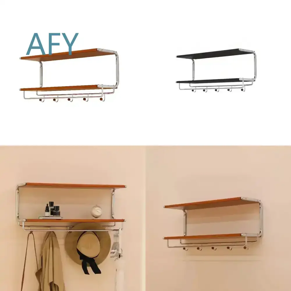 Home Simple Wall Baffle Rack for Porch Living Room Bedroom Hanging Hanger Medieval Solid Wood Storage Rack Bookshelf Wall