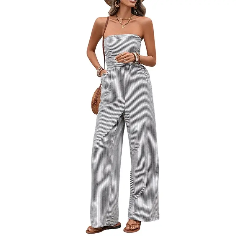 

CYL-Женский повседневный комбинезон без бретелек с открытыми плечами и спиной, черный, размер S