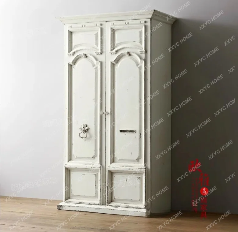 L solid wood, retro old storage and old white wardrobe customization