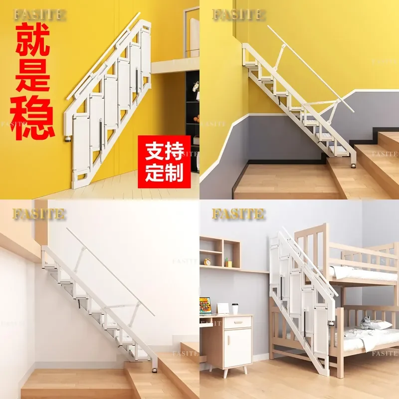 For Folding Aluminum Alloy Wall Mounted Stairs Household Attic Step Ladder Loft Duplex Rental Room Space Saving Durable