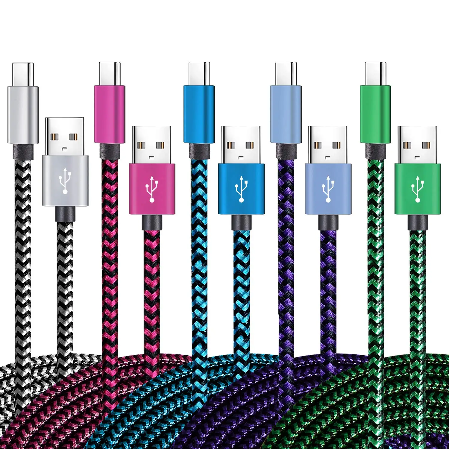 teeind-usb-type-c-ケーブル-5-パック-6フィート-3a-編組高速充電-s10e-note-9-s10-s9-s8-plus-a80-a50-a20-と互換性あり