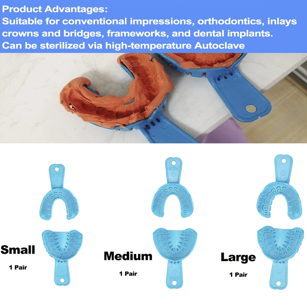 

3PC Autoclave Dental Impression Trays 2Pcs Full Mouth Reusable Plastic Tray Set for Dentist and Dental Lab Use with Accurate Fit