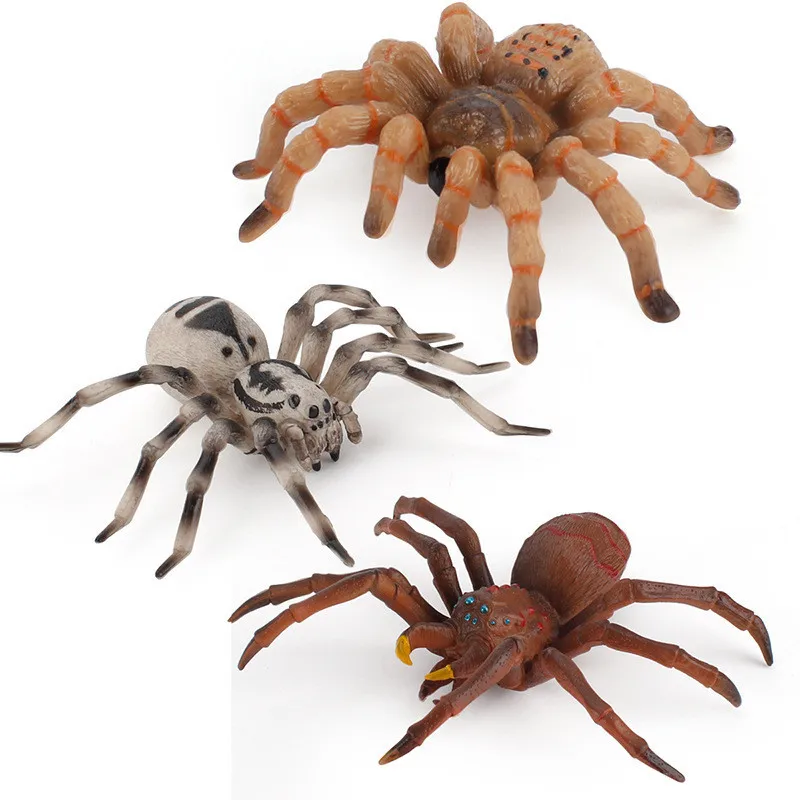 Modelo de aranha falso realista para crianças, animal de plástico, tarântula, aranha preta, adereços de Halloween, brinquedos gigantes, presente