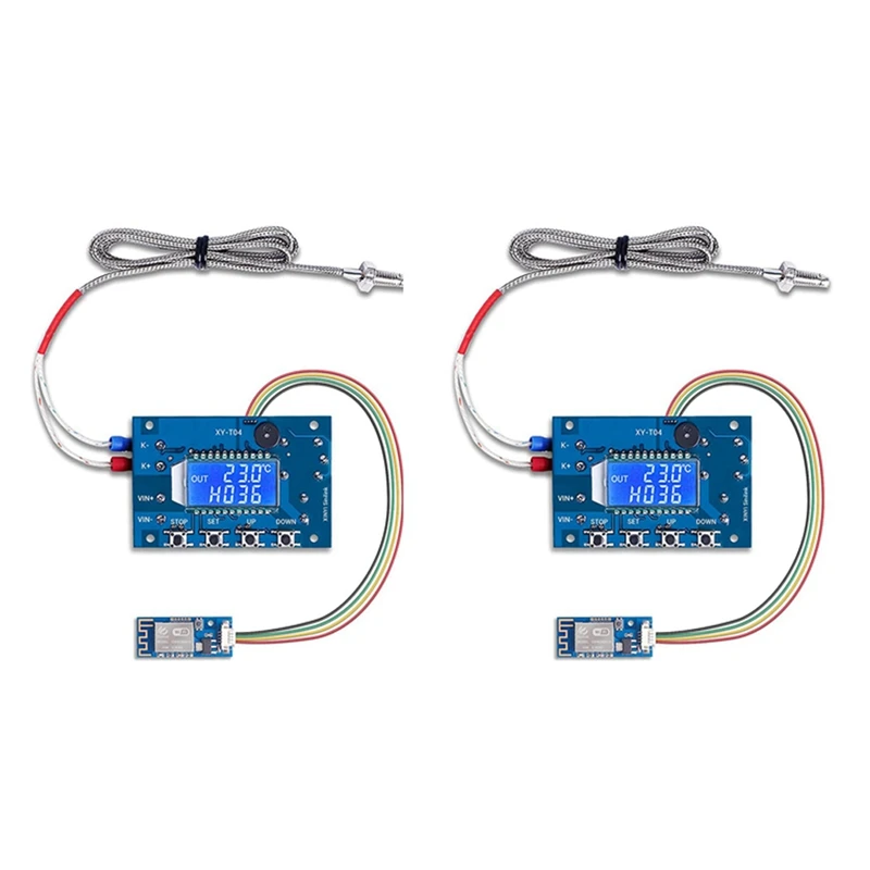 2X 12V DC Digital Temperature Controller, Wifi APP Control High Temperature Control Module -99 Celsius-999 Celsius 24V