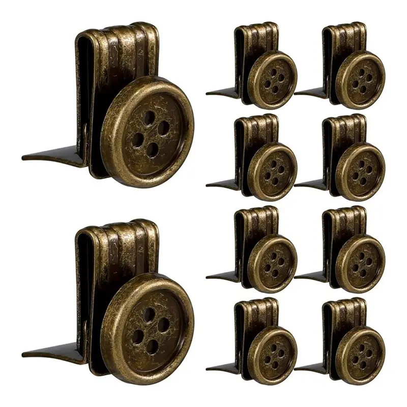 TKOH-Metal Suspenders Buttons 10 Pcs Movable No Sew Button End Brace Clip For Jeans For Pants Suspenders Hats