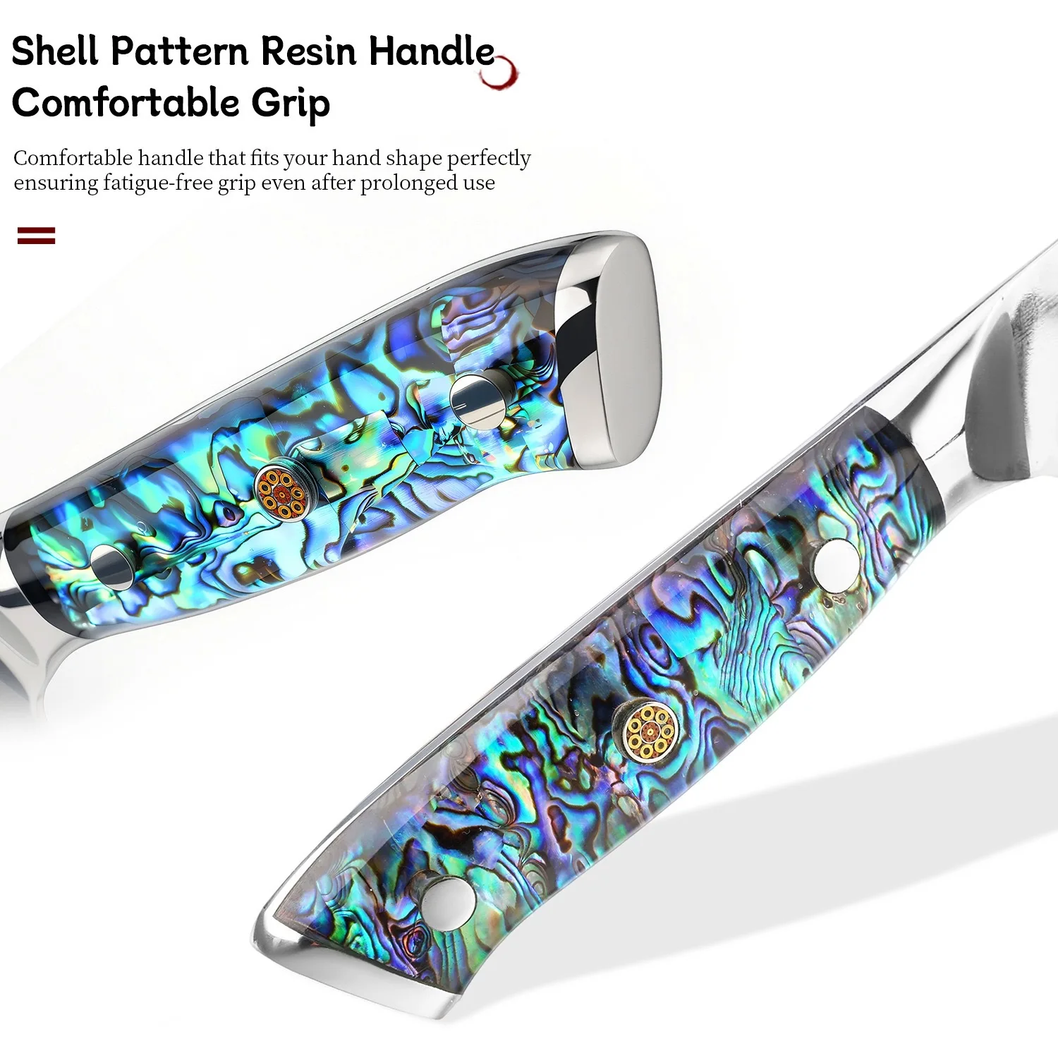 WILDMOK VG10 Damascus Steel Chef Knife, Japanese Kitchen Cooking Knife,Full Tang Sharp Blade with Exquisite Abalone Shell Handle