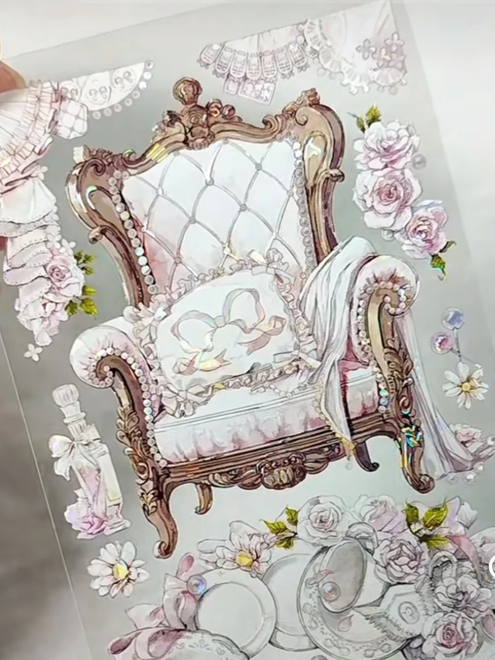 

5M Xiao Wang Paper, Corner Dress Shop Shell Shiny Pink Flower Pet Washi Tape Collage Planner