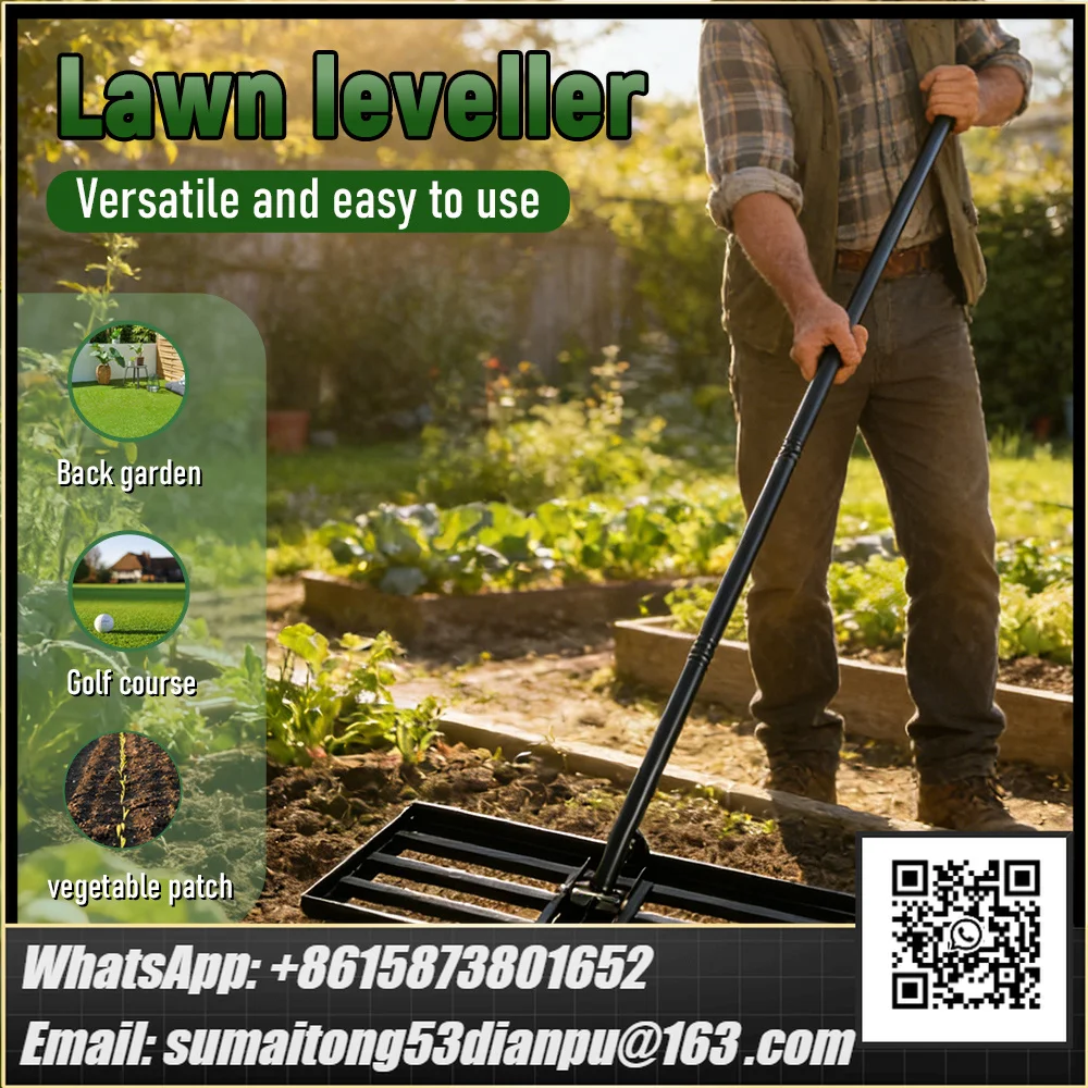 Lawn Leveling Rake Garden Farm Vegetable Plot Leveling Tool Push and Pull Floor Leveler Soil Fertilizer Tool Sand Grass Rake