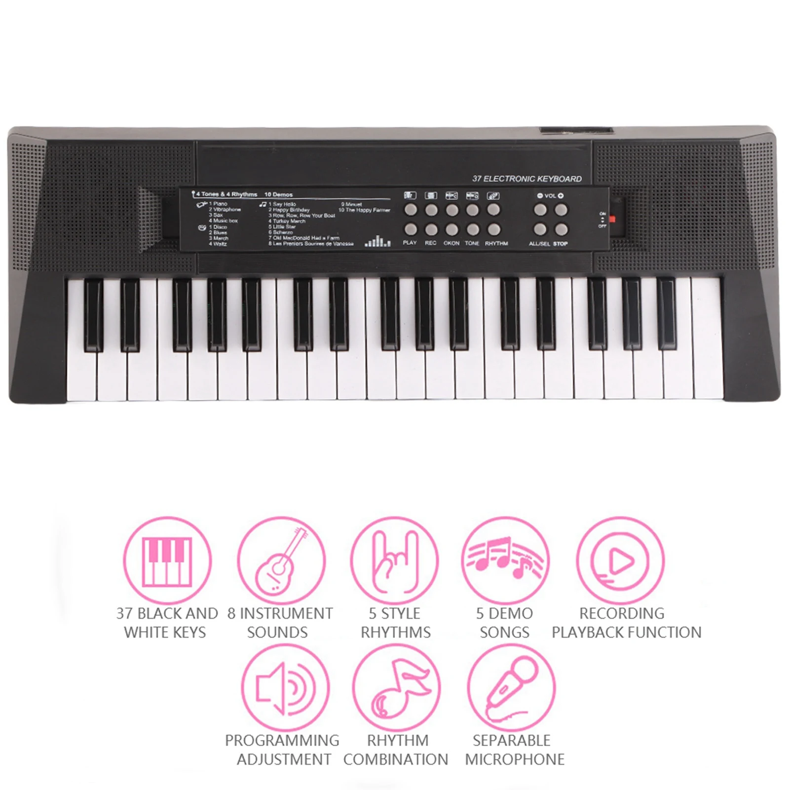 Teclado eléctrico ZK40, Piano de 37 teclas, instrumento Musical para niños, micrófono de juguete, función de grabación