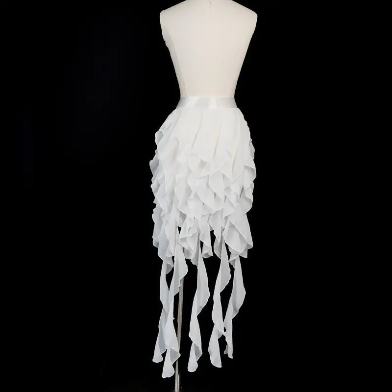 European and American summer cross-border new irregular streamers slim-fitting evening high-waisted solid color fashionable