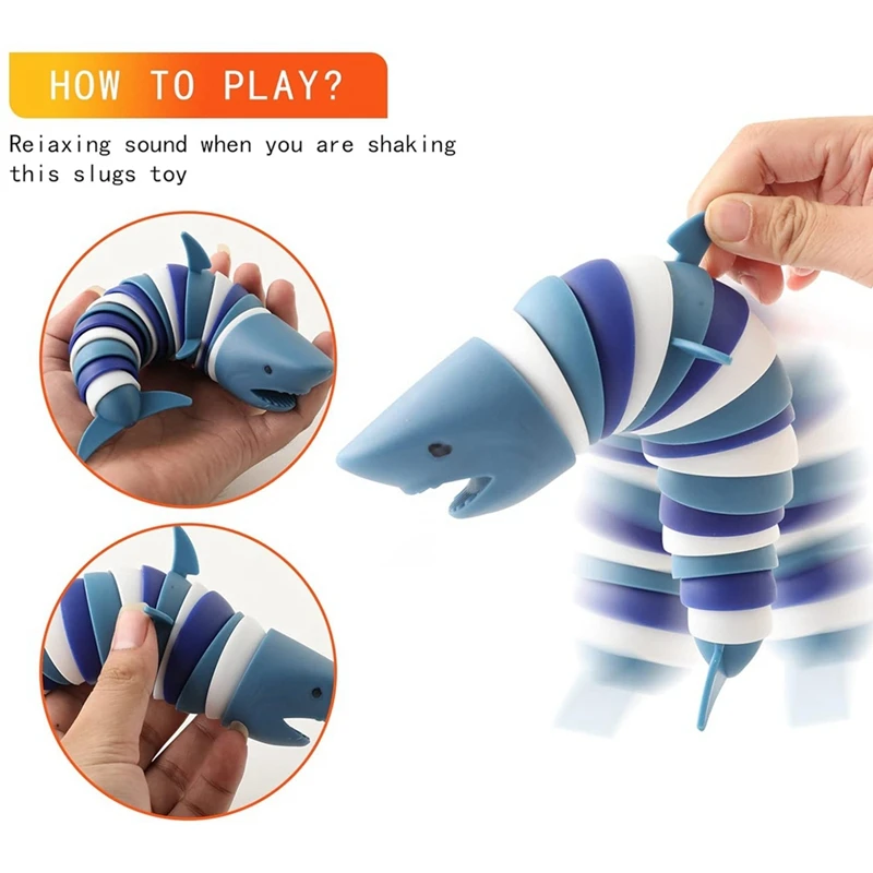 2Pcs 3D Articulated Stretch Shark Stress Reliever Hand Toy, Pressure Relieving And Anti-Anxiety