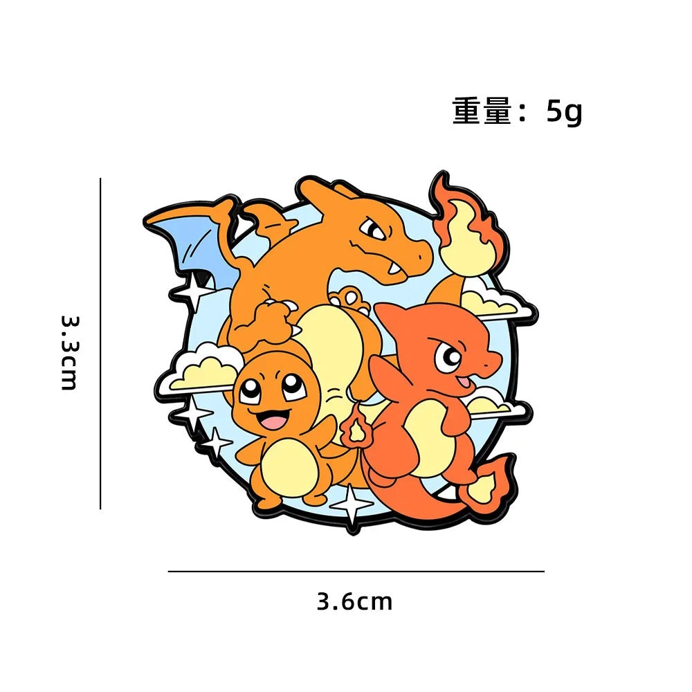 1/4 szt. Emaliowane przypinki z motywem Pokemon, figurki Pikachu, Charmandera, Squirtle'a i Bulbasaura, urocze japońskie broszki anime do plecaka