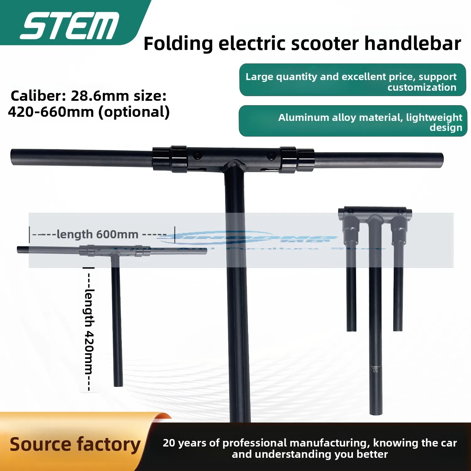 

STEM folding car electric vehicle handlebar, foldable handlebar 28.6 * 600mm bicycle accessories