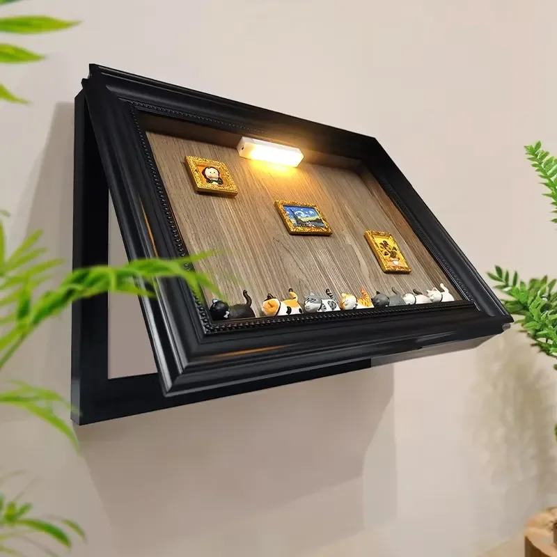 DIY magnetic resin entrance decorative painting 2025 new storage pendant high-end living room display black storage rack
