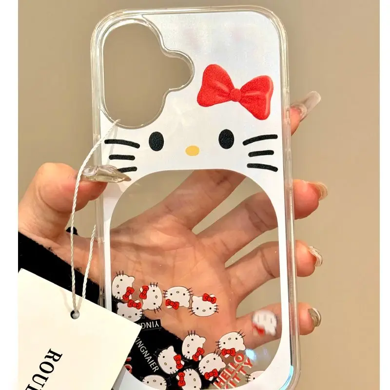 

Милый мультяшный чехол Hello Kitty с блестящим жидким песком для iPhone 17 16 15 14 13 Pro Max, прозрачный жесткий чехол, подарок для девочек