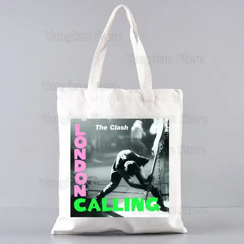 the clash Funny Picnic bag Graphic Tote Harajuku Women Canvas Picnic bag Female Ulzzang Eco Large-Capacity
