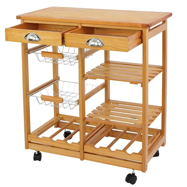 Expand Kitchen Space Highly Functional Wooden Serving Trolley