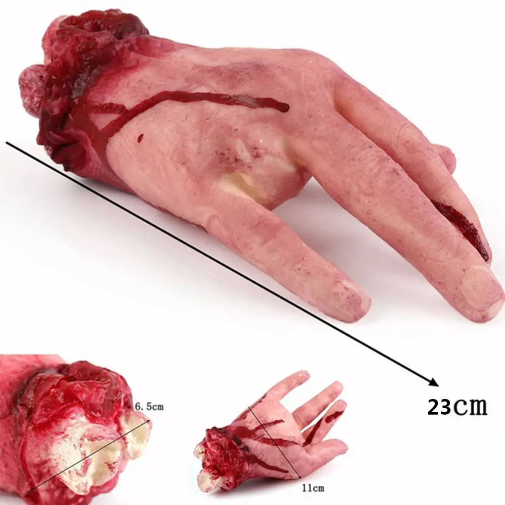 Fashion Broken Foot Party Scary Decoration Lifesize Bloody Hand Horror Props Halloween Costume Latex Toys