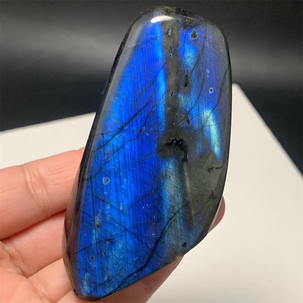 Clean Full Light Natural Green Purple Silver Light Labradorite Ornament Standing Rainbow Blue Orange Light Labrador Stones Block view 3