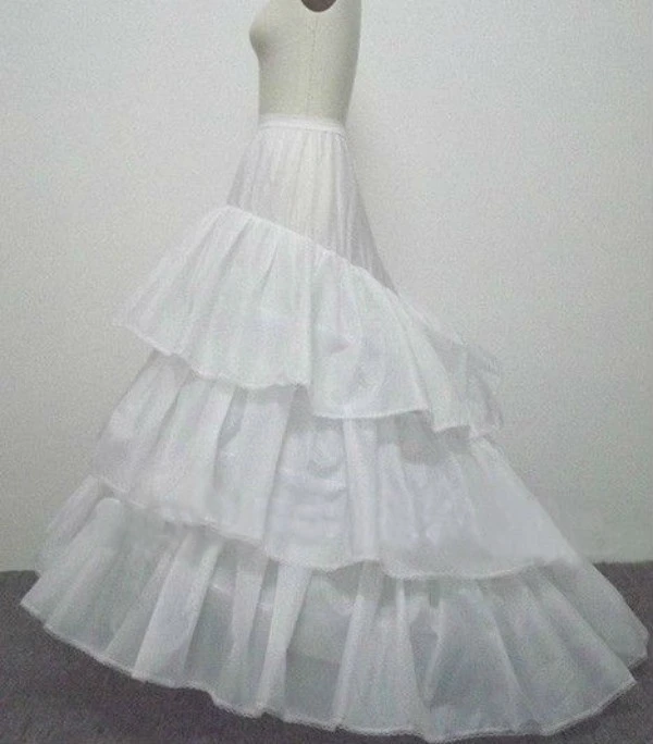 Em estoque longo multi-camada branco poliéster feminino petticoat para vestido de bola