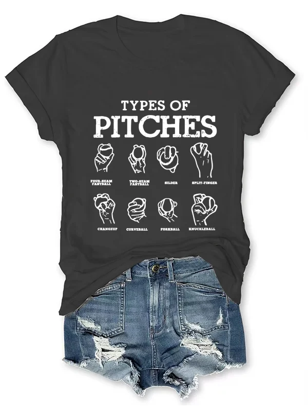 The Pitch Sign in Baseball Print Women T-shirt New Voguish Comfort Baseball Enthusiast Female Shirt 2024 New Hot Sale Summer Tee