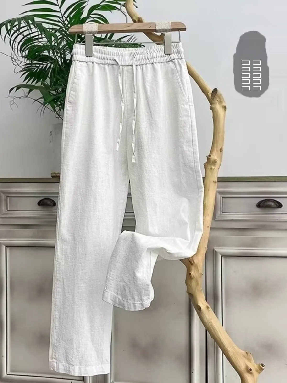 

Мужские летние брюки из высококачественного чистого льна и хлопка, широкие, свободные, прямые, длинные, комфортные, дышащие