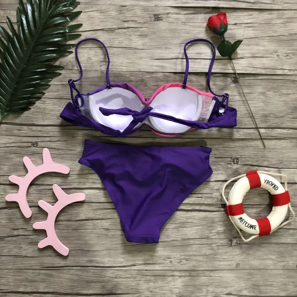 Conjunto de Bikini Sexy para mujer, trajes de baño de dos piezas, Vestido de playa bohemio de Surf, Tankini deportivo, Verano