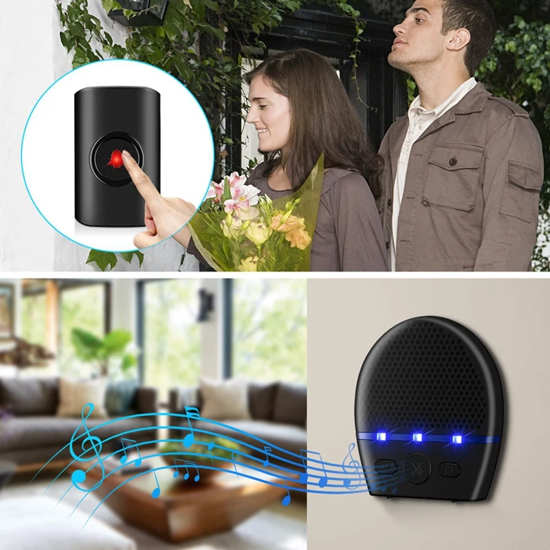 최고 거래 무선 초인종 방수 300M 원격 LED 플래시 보안 알람 야외 하우스 환영 벨 스마트 홈 도어 벨 Chim