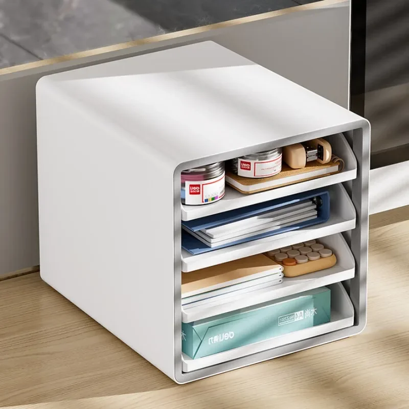 Desktop File Cabinet Open File Box File Cabinet Integrated Drawer Transparent Plastic Multi-layer Sorting Desk Thickened PET