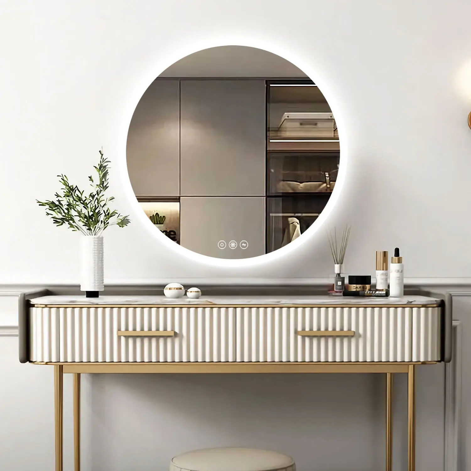 Runder Acryl-Badezimmerspiegel, beschlagfrei, intelligenter Badezimmerspiegel, LED-Spiegel