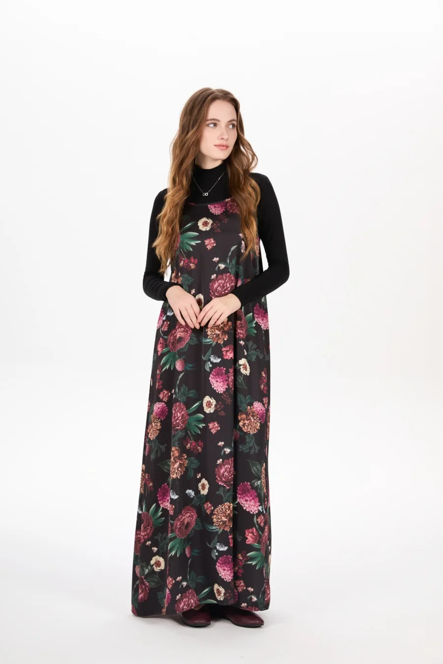 AS AW25 femme vêtements col montant + robe élégante en satin slip look assorti réglable maxi longueur au sol vêtements pour dames