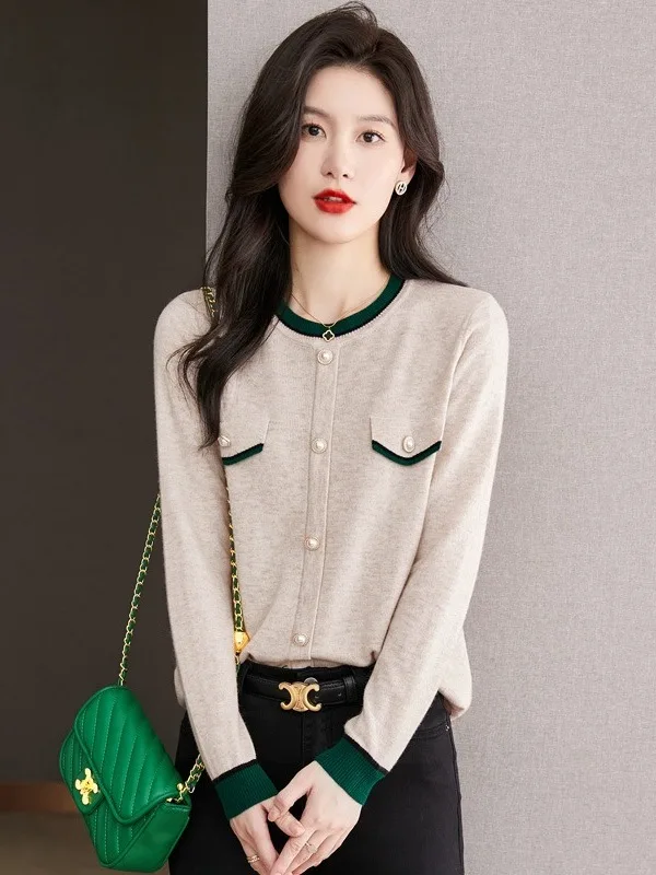 

Outlet Store Knitwear Long Sve round Ne Women's Faion Slimming Top Casual Sle Soft Viscose Camere Blend Regular Fit