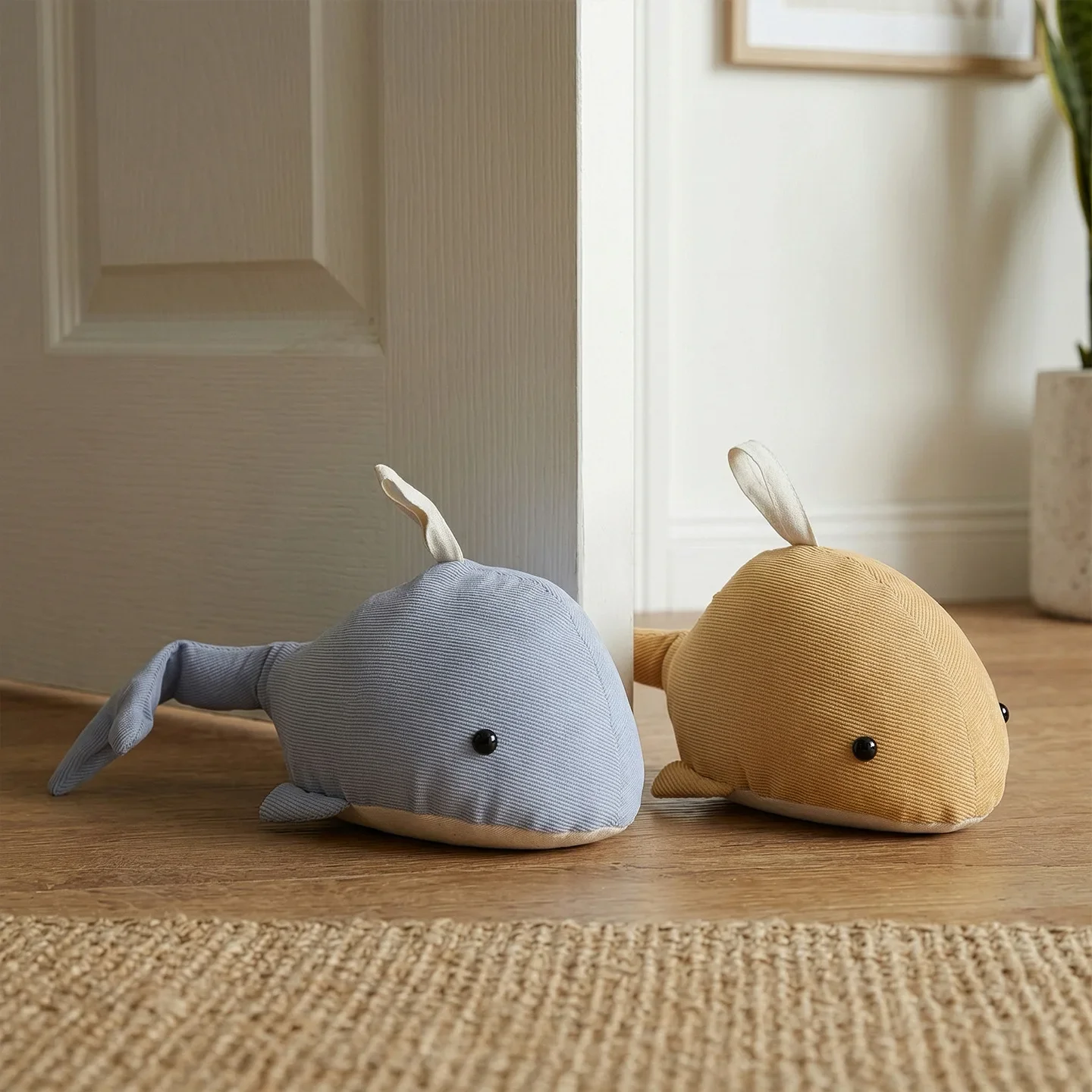 Cute Whale Door Stopper, Linen Sand Filled Doorstop for Home Bedroom Windproof Anti-Collision Floor Ornament