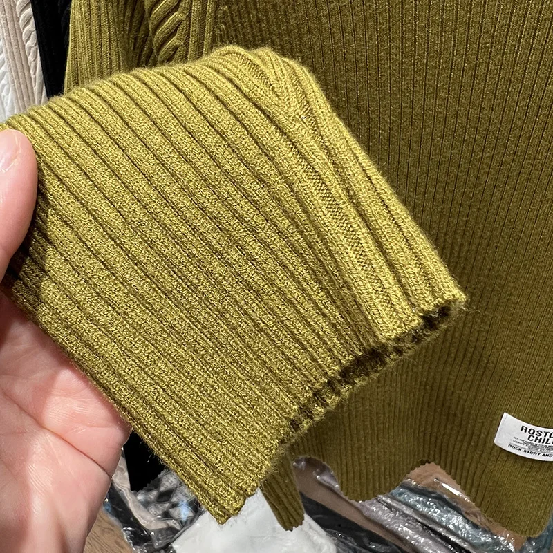 Oversized Vintage Sweater Women Korean Fashion Half-Turtleneck Knitted Pullover All-Match Casual Basic Long Sleeve Knitwear Top