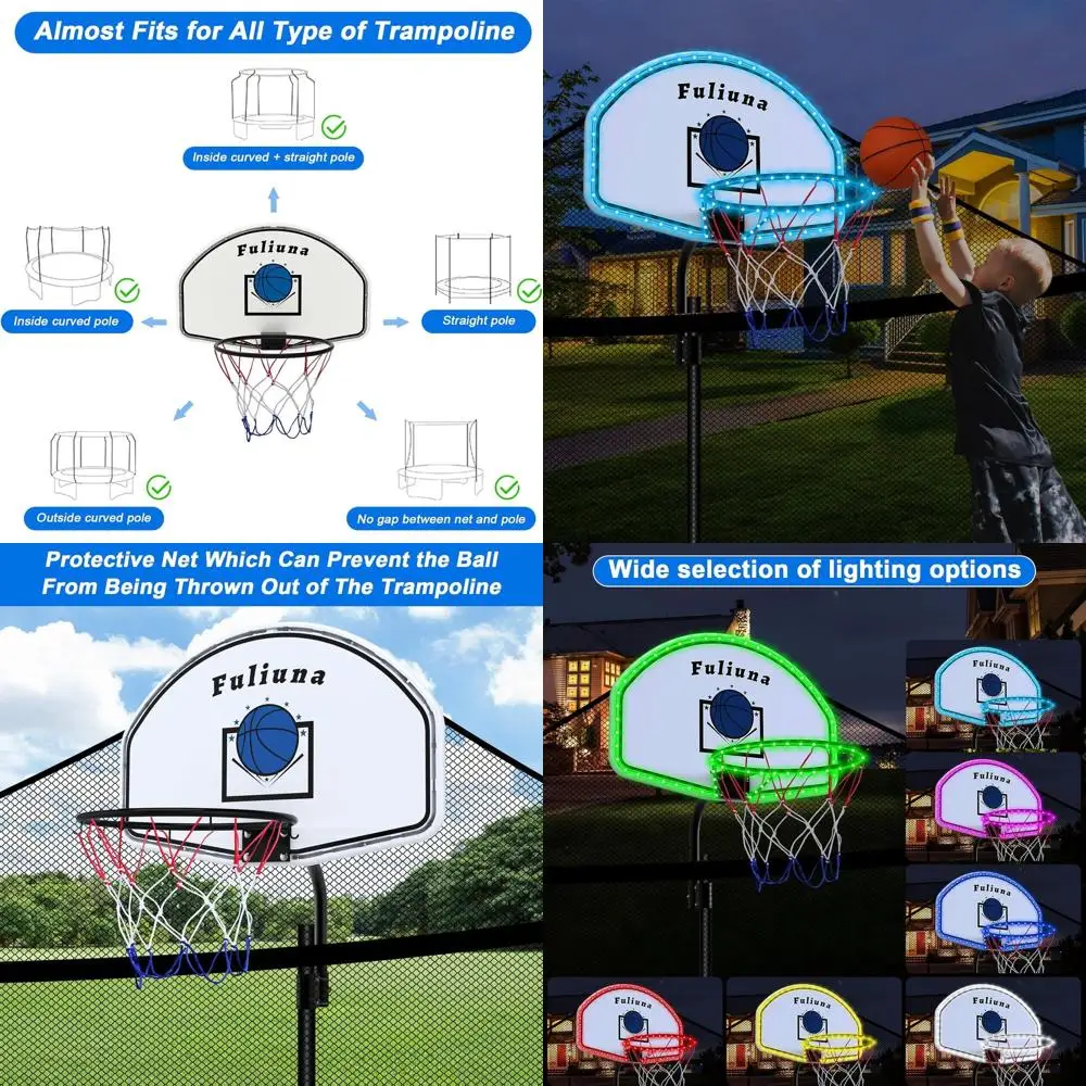 

Батутное баскетбольное кольцо — простое в установке с мини-мячом и насосом, подходит для прямых и изогнутых батутов диаметром 25 мм.