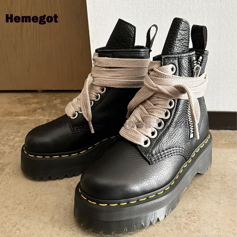 

Thick-soled Side Zipper Mid-top Chelsea Boots Lace-up Handmade Ankle Boots Casual Shoes Male Botas Casual Party Shoes