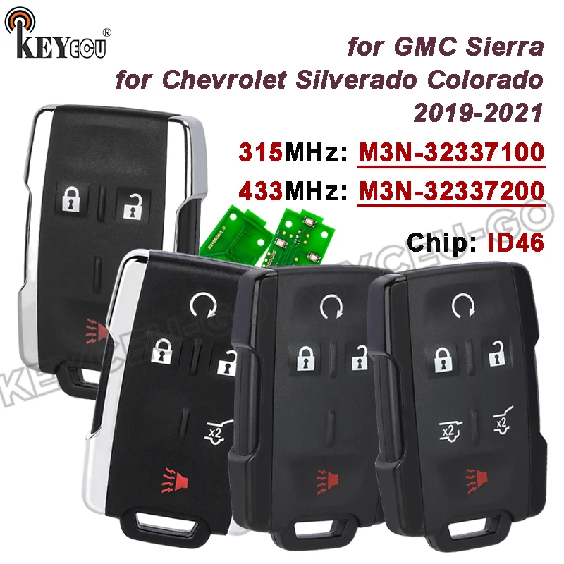 KEYECU 315MHz M3N-32337100 Remote Key Fob for Chevrolet Colorado Silverado 1500 2500 3500 Sierra Chevrolet Tahoe Suburban GMC