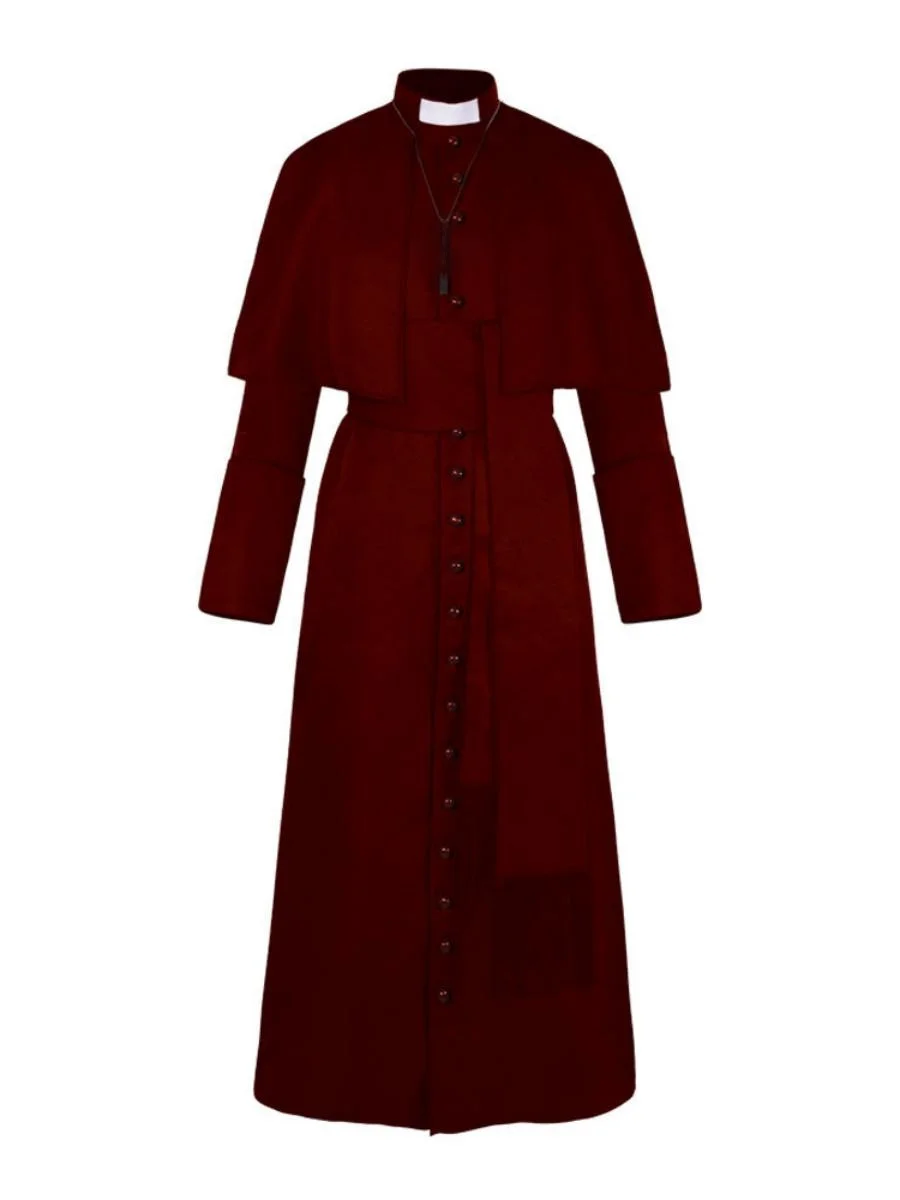 Costume de prêtre de couleur Pure, vêtements de Cosplay rétro médiévaux d'halloween, vêtements de scène ethniques, matériau en Polyester