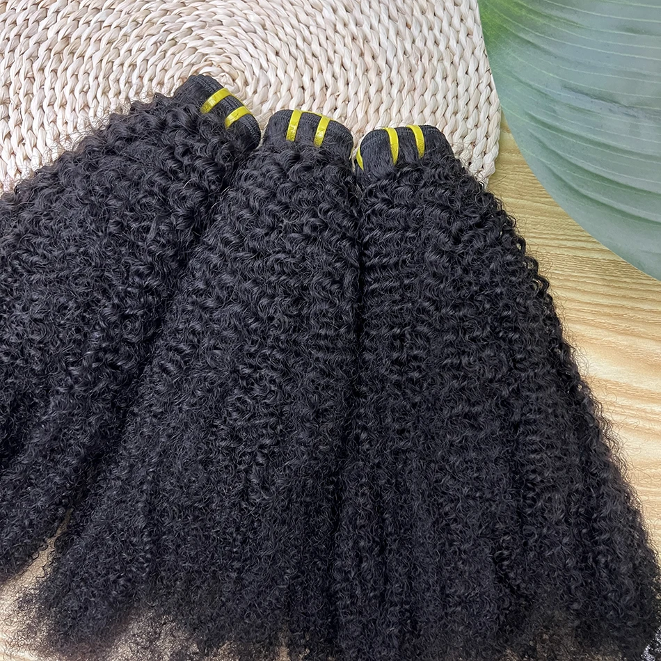 4C Afro Kinky Coily Echthaar-Bündel, lockig, natürliche schwarze Farbe, unverarbeitete reine Webart, doppelter Schuss, 100 % Echthaarverlängerungen – Detail 5
