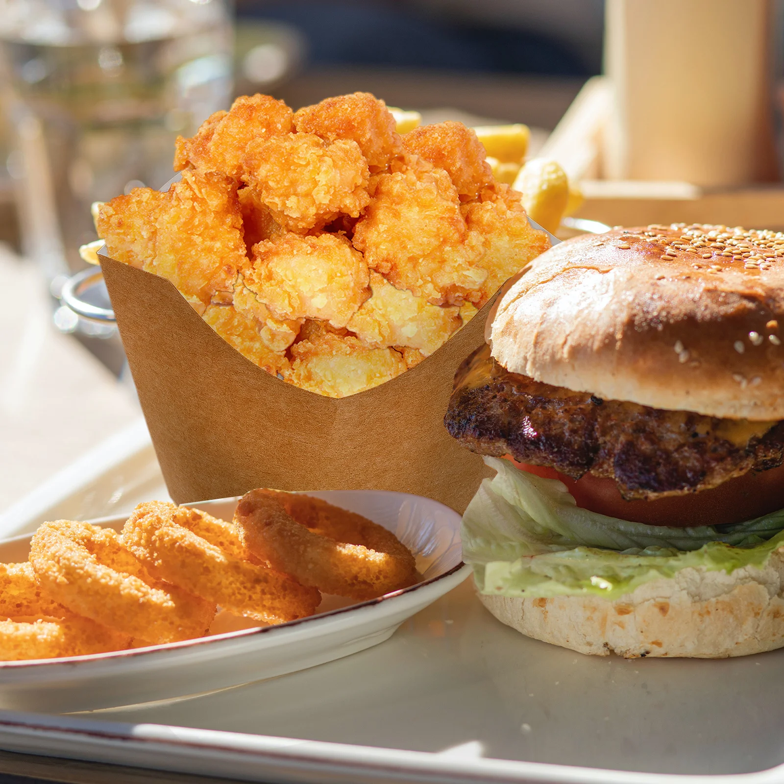 

100Pcs Snack Paper Boxes Kraft Paper Food Container Durable Holder for French Fries Popcorn Fried Snack Take-Out Boxes