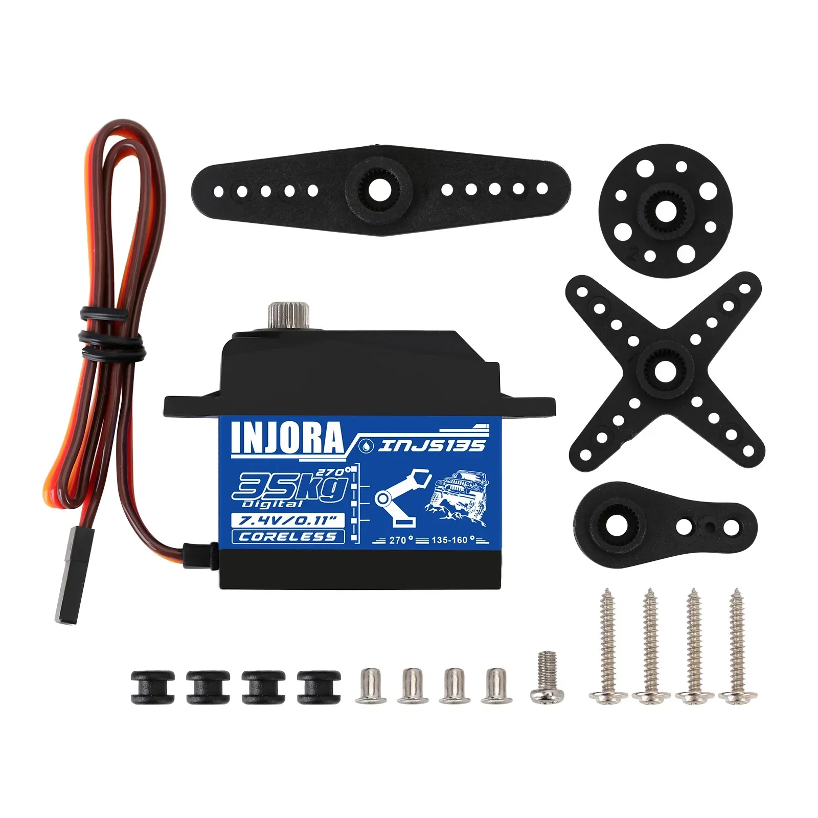 INJORA INJS135 Servo coreless digitale impermeabile a coppia elevata da 35 kg per modello di robot cingolato SCX10 TRX4 per auto RC (270 gradi)