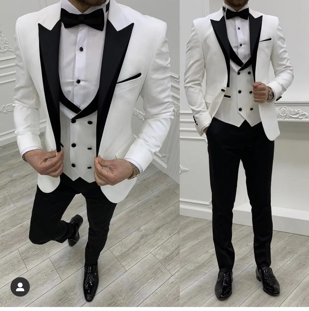 

New Men's 3 Pieces Suit Formal Business Peak Lapel Slim Fit Groom Tuxedos Best Man Blazer For Wedding Party(Blazer+Vest+Pants)