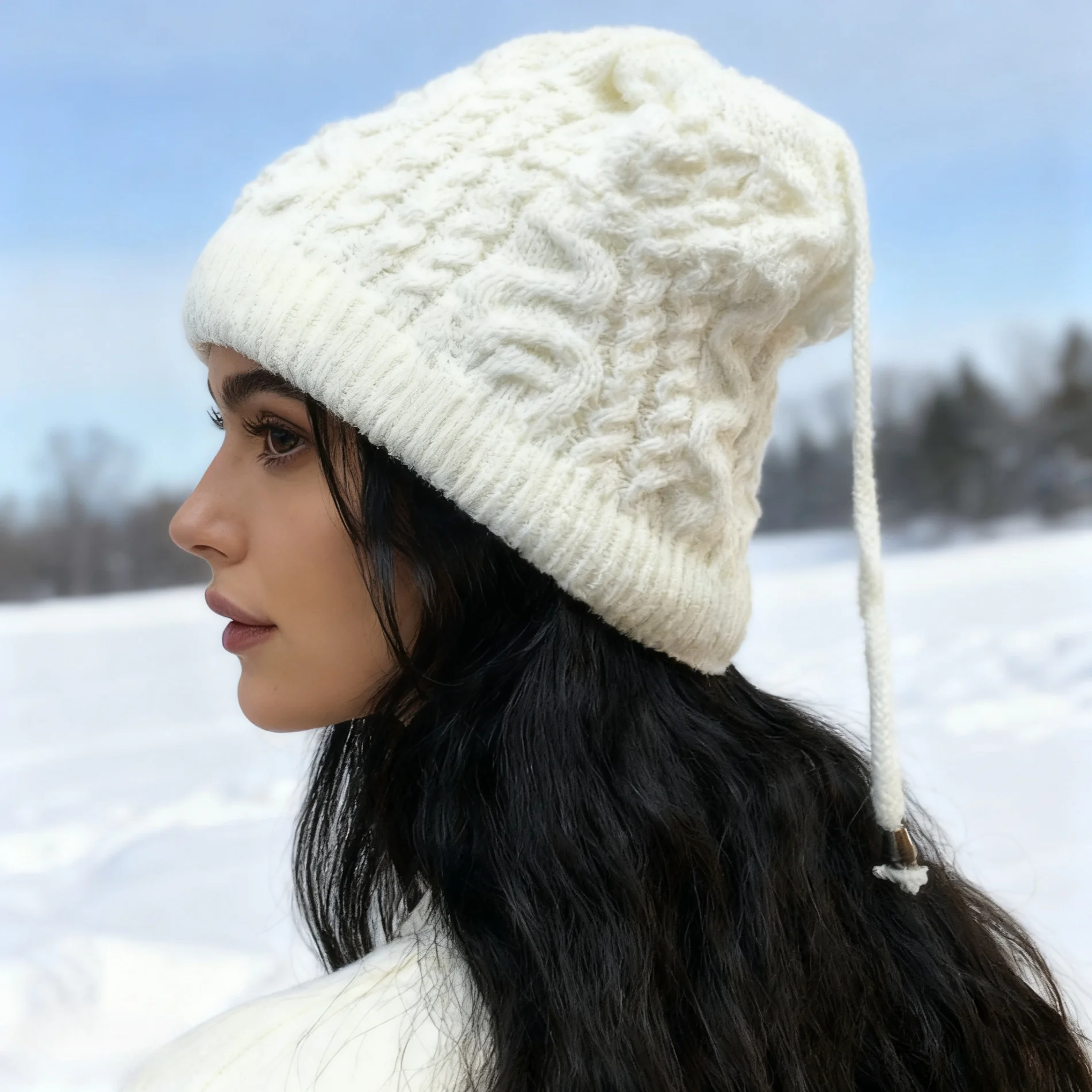 Mehrzweck-Set mit gestrickter Wintermütze und Schal | Warme Thermo-Mütze, Halswärmer, Ski-Gesichtsbedeckung für Damen und Herren, Outdoor, kaltes Wetter – Detail 34