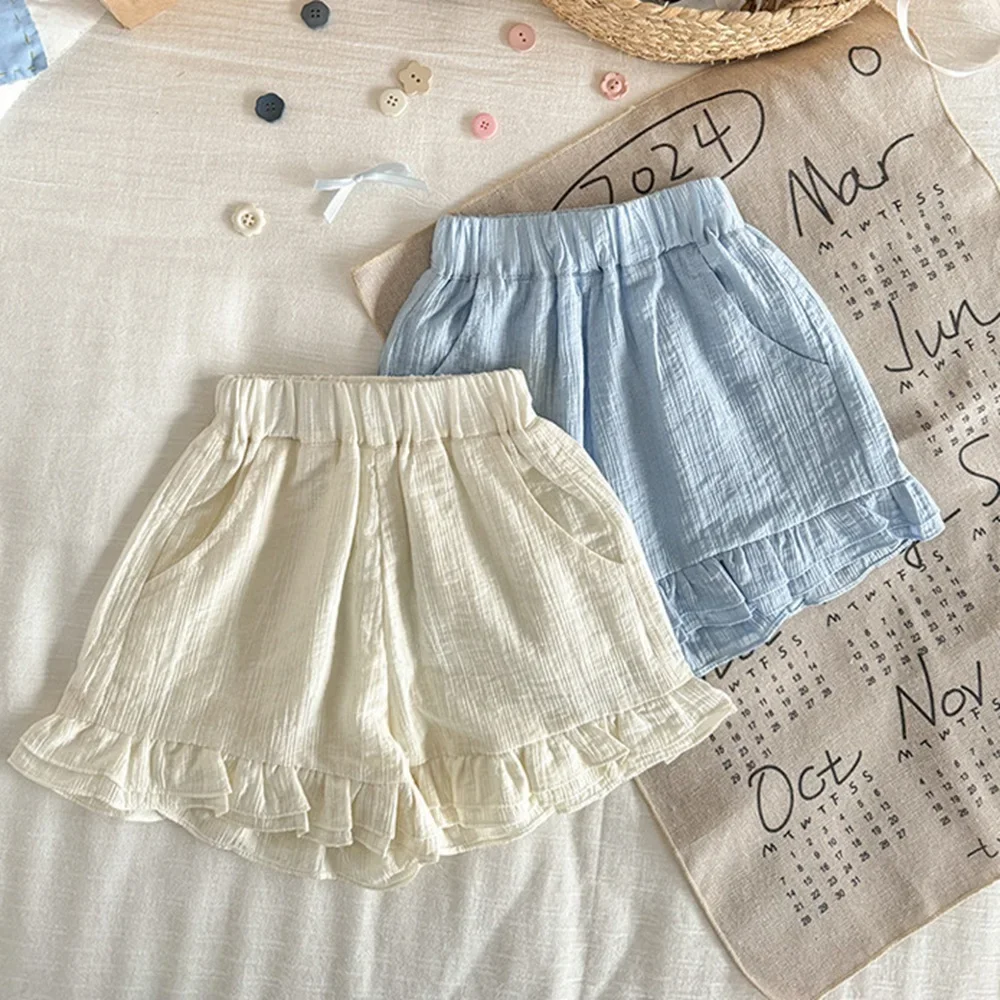 

(Girl 1-3Year) Girls' summer shorts new style Toddler INS Baby Korean pure color cute quick-drying pastoral casual shorts loose