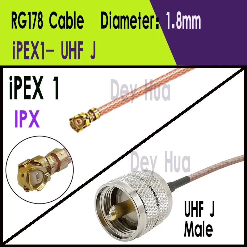 5pcs IPEX 1  IPEX 4 To UHF SO239 UHF Male  To UHF male RF coaxial RG178 1.13 0.81 RF jumper pigtail cable