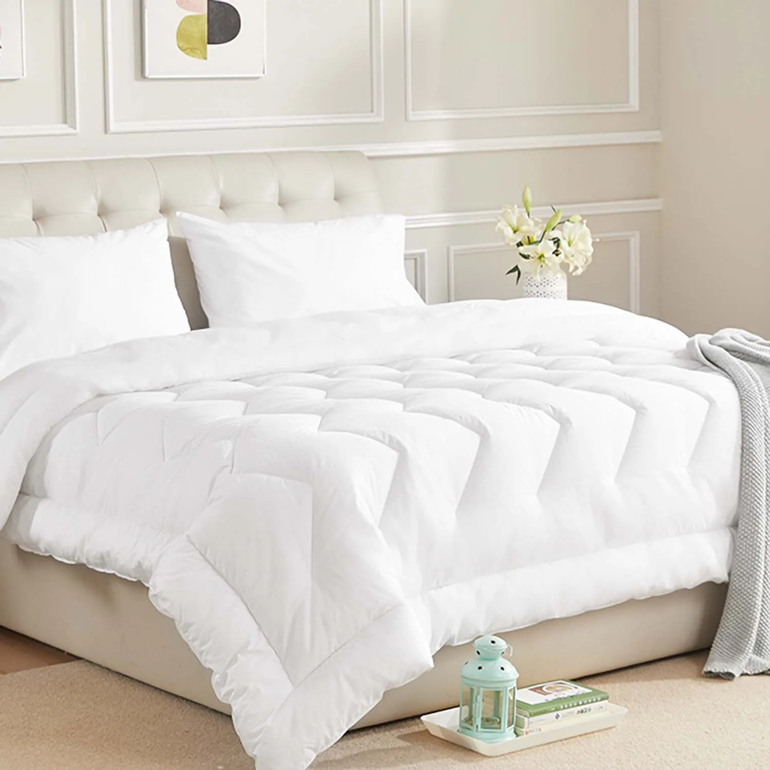 WQSPRING الأبيض ألياف الخيزران لحاف فندق المعزي حاف إدراج أربعة مواسم لحاف مضاد للجراثيم لينة الدافئة تنفس الفراش #6