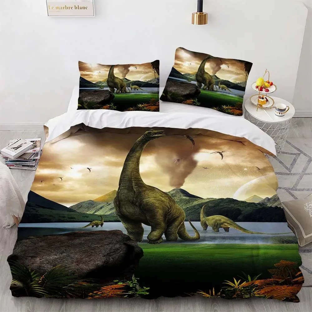 3D Dinosaur Bedding Sets Jurassic World Polyester Duvet Cover Sets Unique Dinosaur Bedding for Boys Adults Full King Twin Size