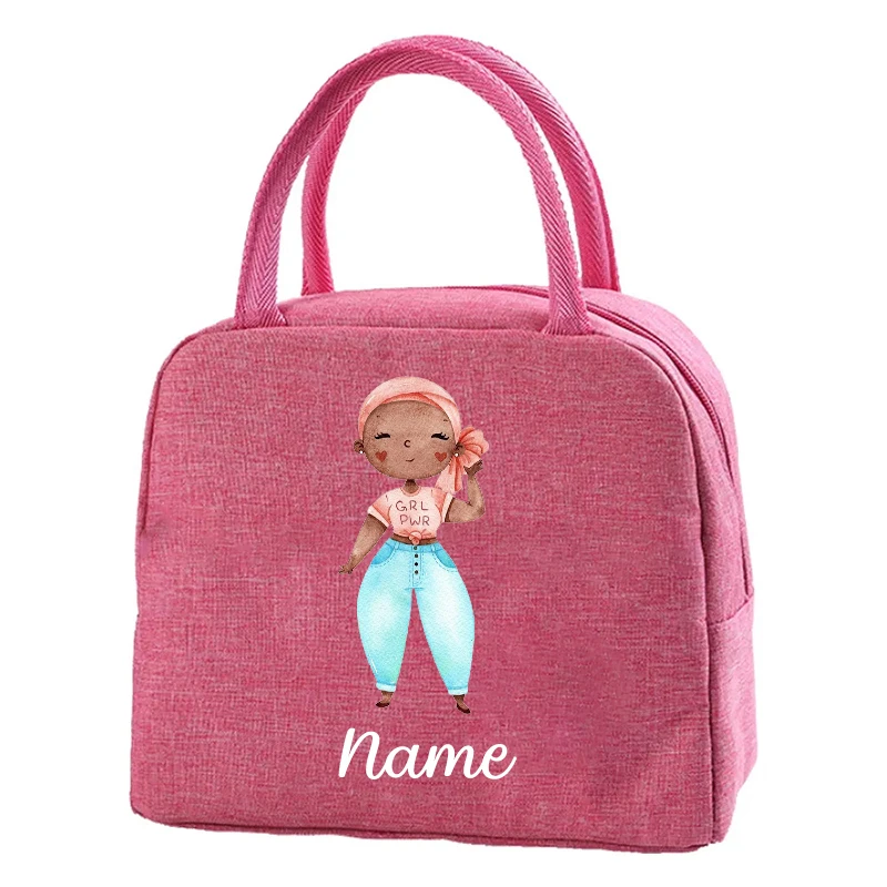 Fiambrera con nombre personalizado para mujer, bolsa enfriadora de comida, portátil, para Picnic