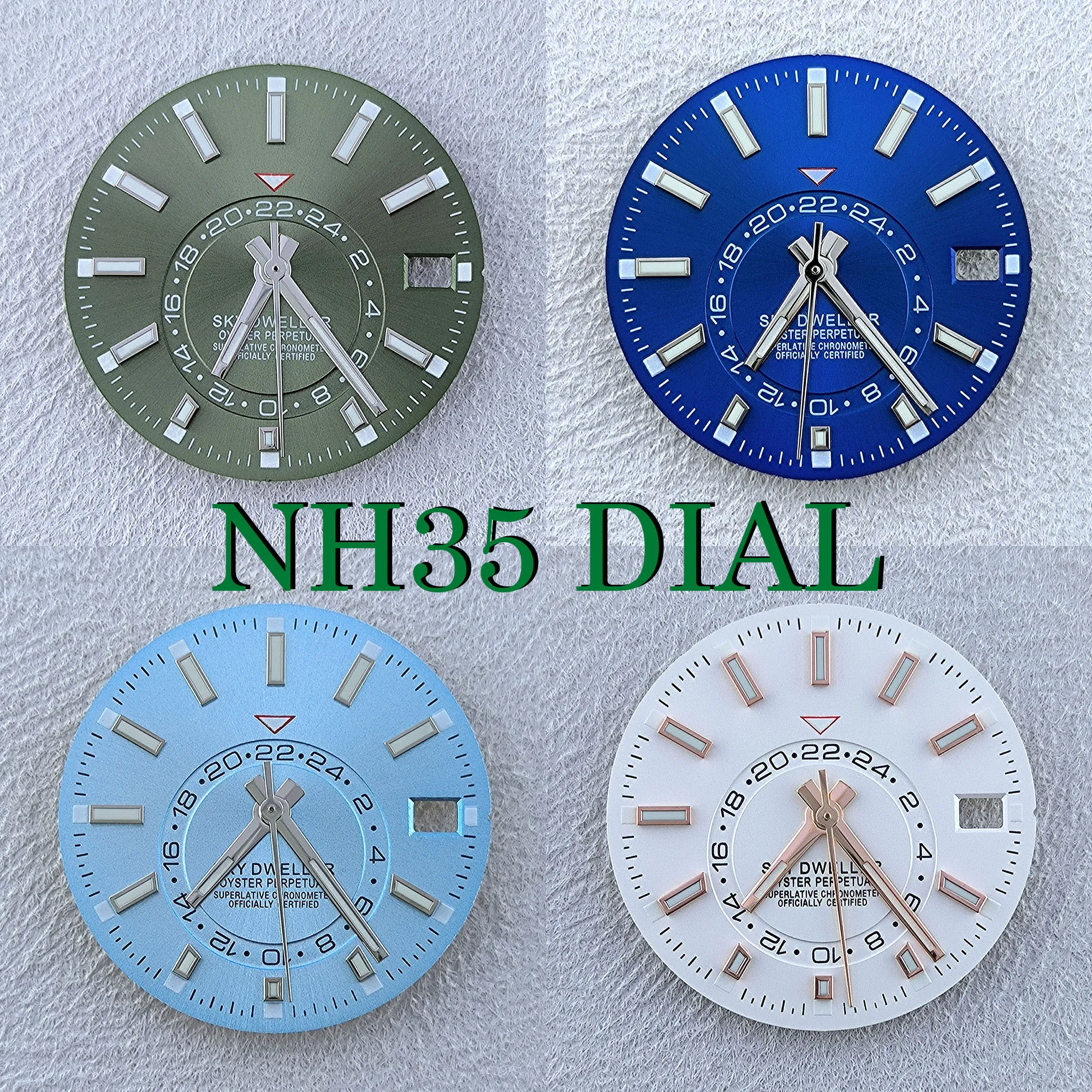 

NH35 Dial Men's Watch Dial No Logo Dial 28.5mm Green Luminous Fit NH35/NH36 Movement Watch Accessories Repair Tools